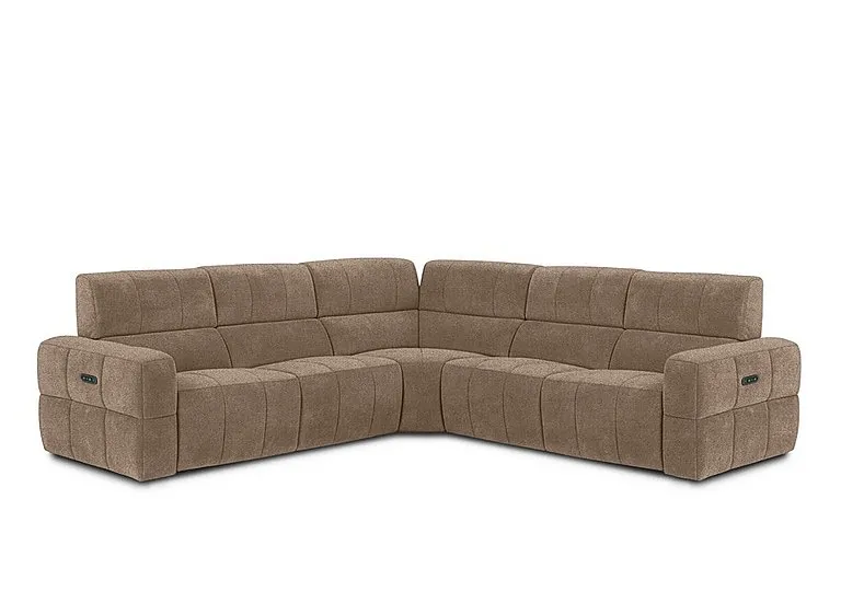 Cube Fabric Large Power Recliner Corner Sofa with Power Headrests