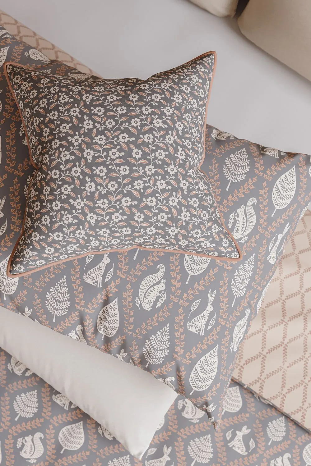 Helena Springfield 'Woodland Trellis' Cotton Duvet Cover Set in Grey 4