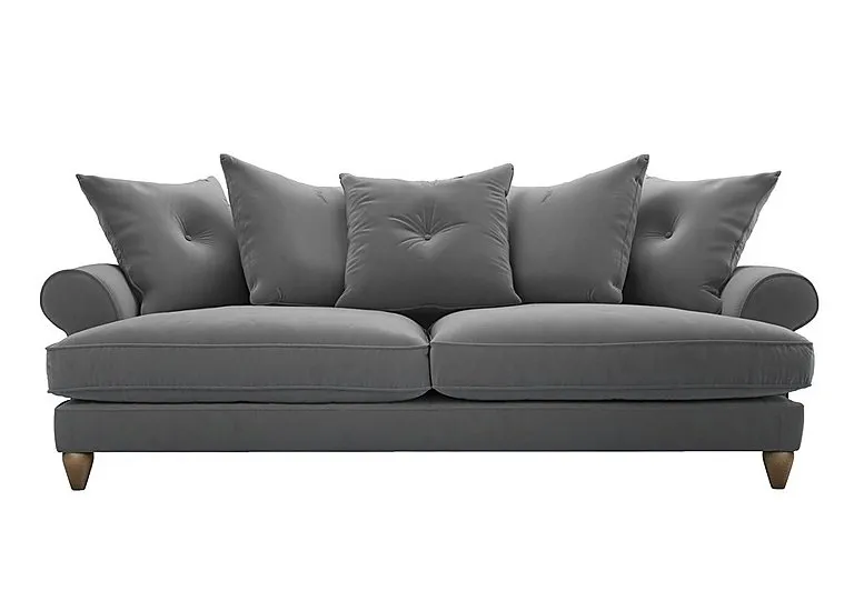 Bronwyn 4 Seater Fabric Scatter Back Fibre Fill Sofa With Washed Oak Feet - Koala Cub