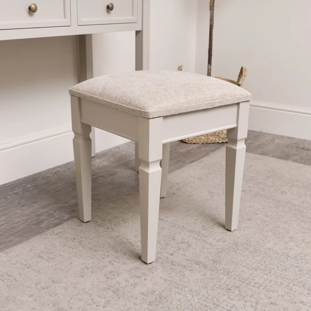 Melody Maison Taupe-Grey Cushioned Dressing Table Stool - Daventry Taupe-Grey Range in Taupe