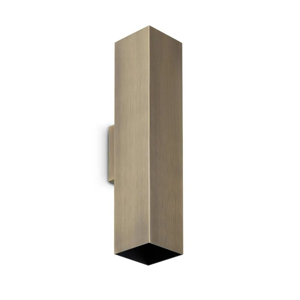 Netlighting Look 30cm Square Up & Down Wall Lamp Burnished Brass 2x GU10 in Gold