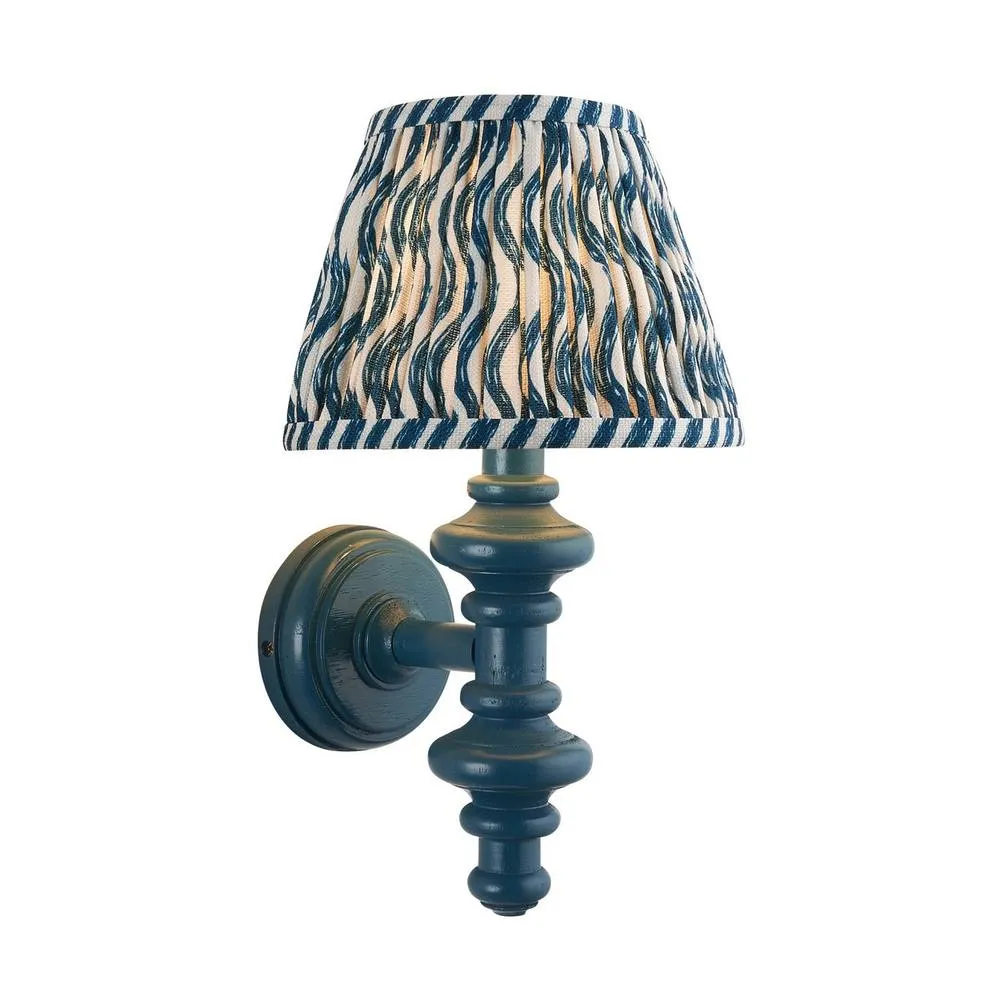 Netlighting Carnaby Blue Wall Light Blue Fabric Ripple Shade 20cm B22