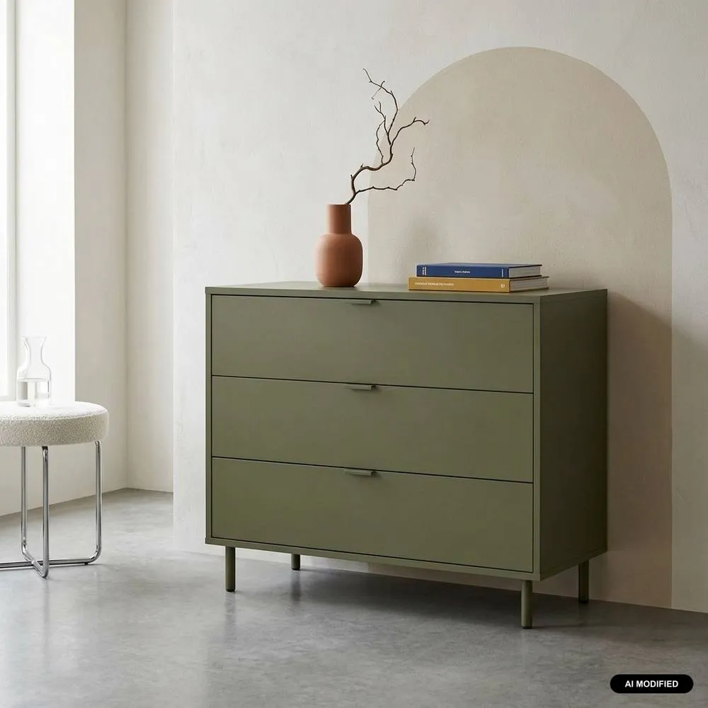 sweeek Chest of 3 drawers wood decor & metal in Khaki 1