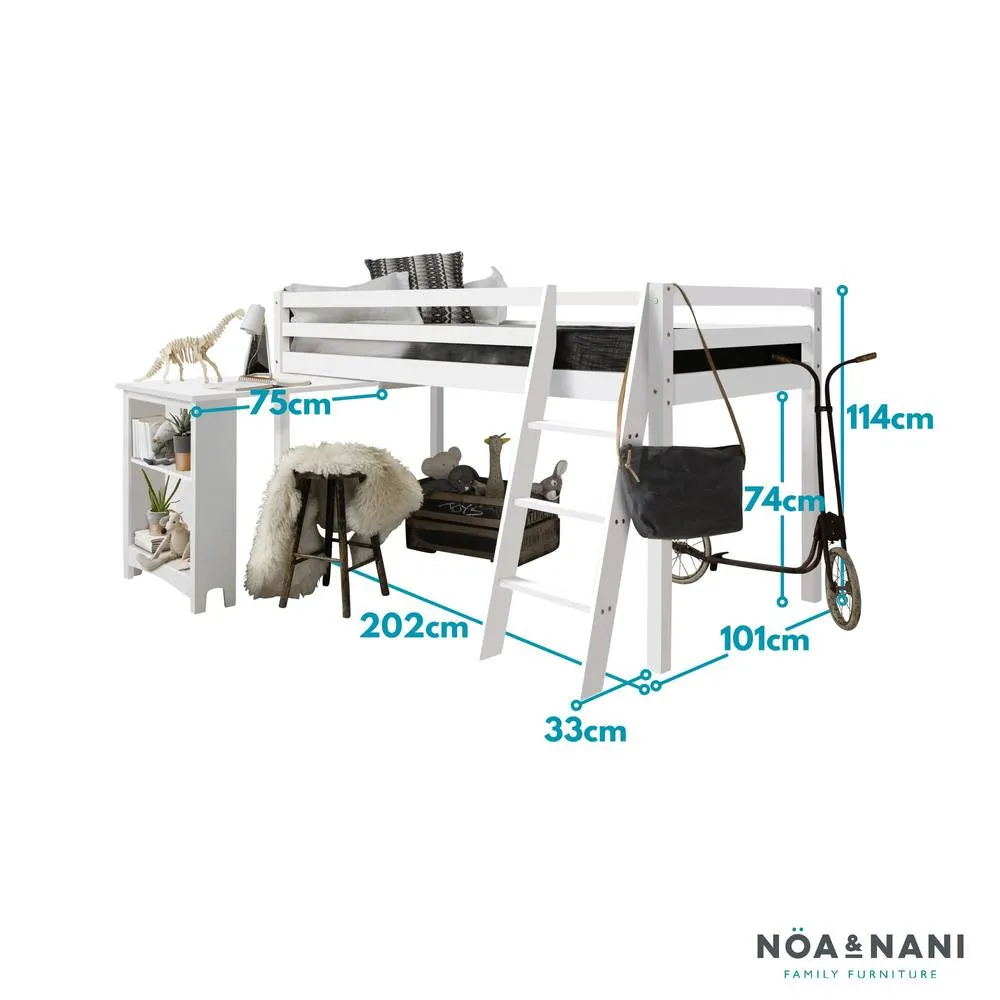 Nöa and Nani Moro Cabin Bed Midsleeper with Pullout Desk in White 3