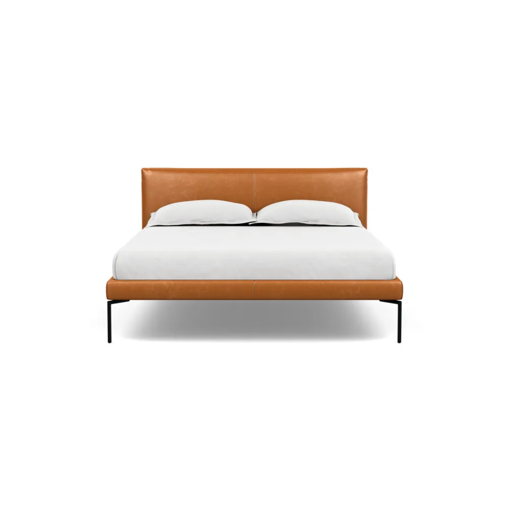 Heal's Matera Bedstead Double Leather Stonewash Toffee 277 1