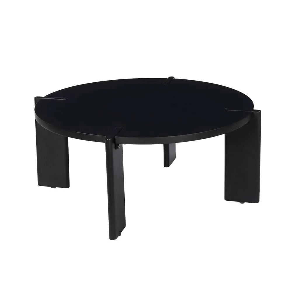 sweeek Exotic Round Solid Wood Coffee Table in Black 2