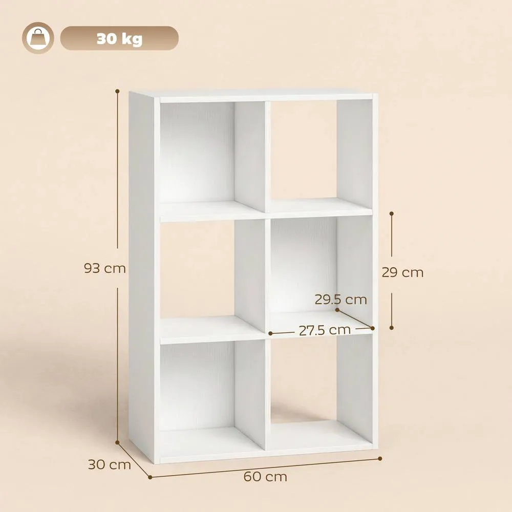HOMCOM Industrial Style Storage Shelf, Bookcase, Bookshelf in White 3