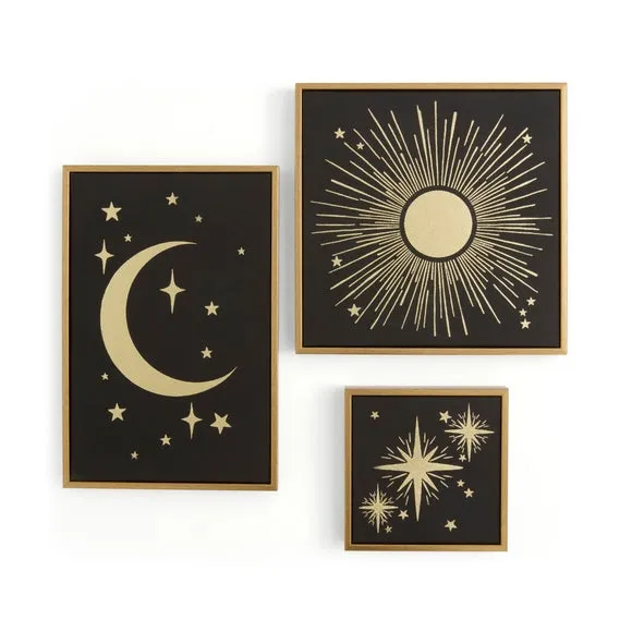 Set of 3 Celestial Framed Canvases 3