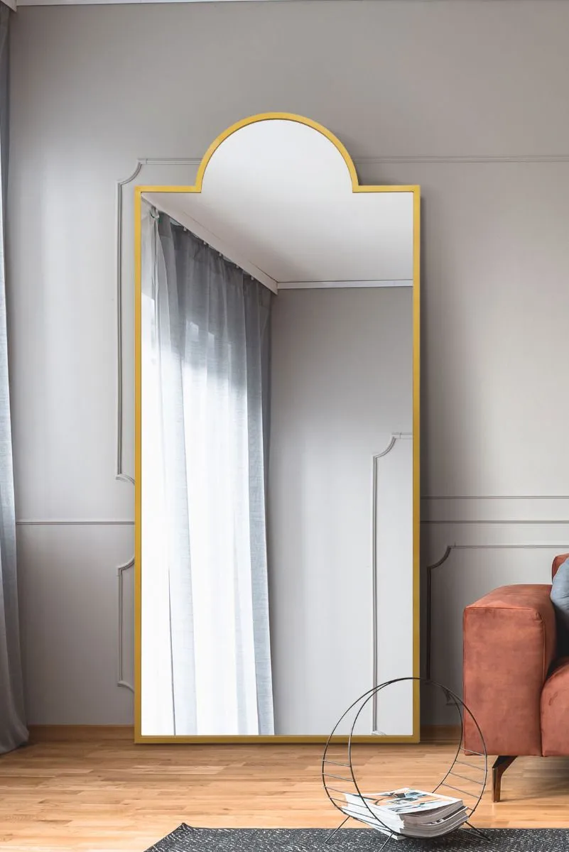 MirrorOutlet Gold Modern Wall & Leaner Mirror 75" X 33" (190 x 85CM)