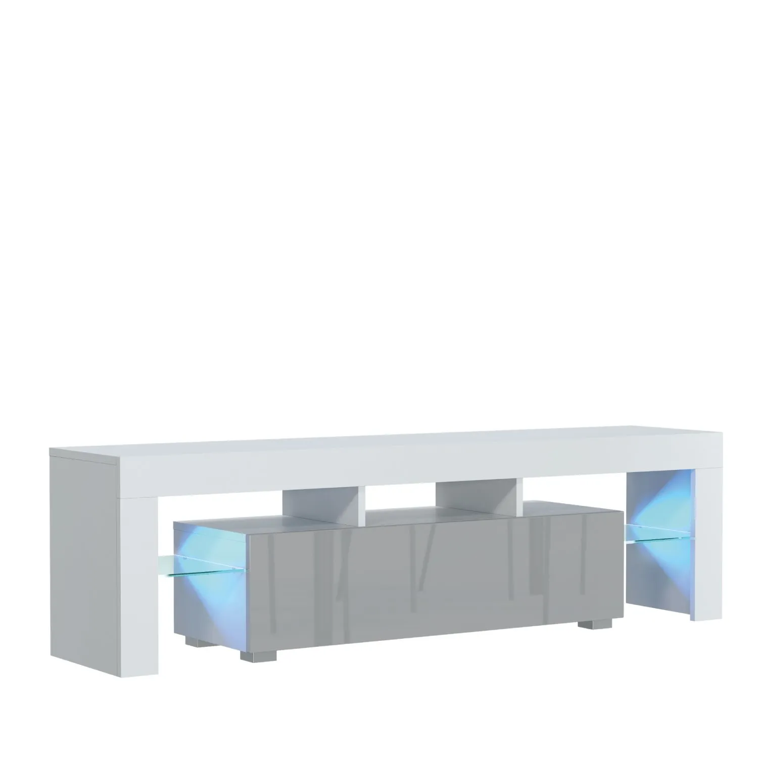 Creative Furniture Aria TV Unit 160cm White with High Gloss Doors & LED Lights in Grey 6