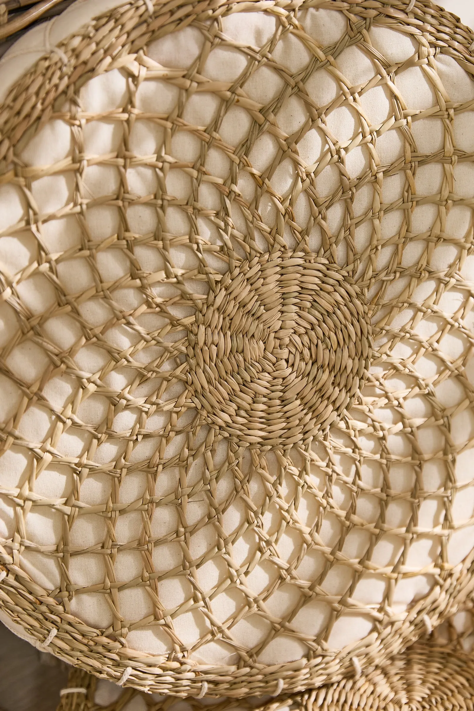 Dibor Vintage Style Ambala Woven Round Floor Seat Pad Cushion Dia 40cm in Natural 2
