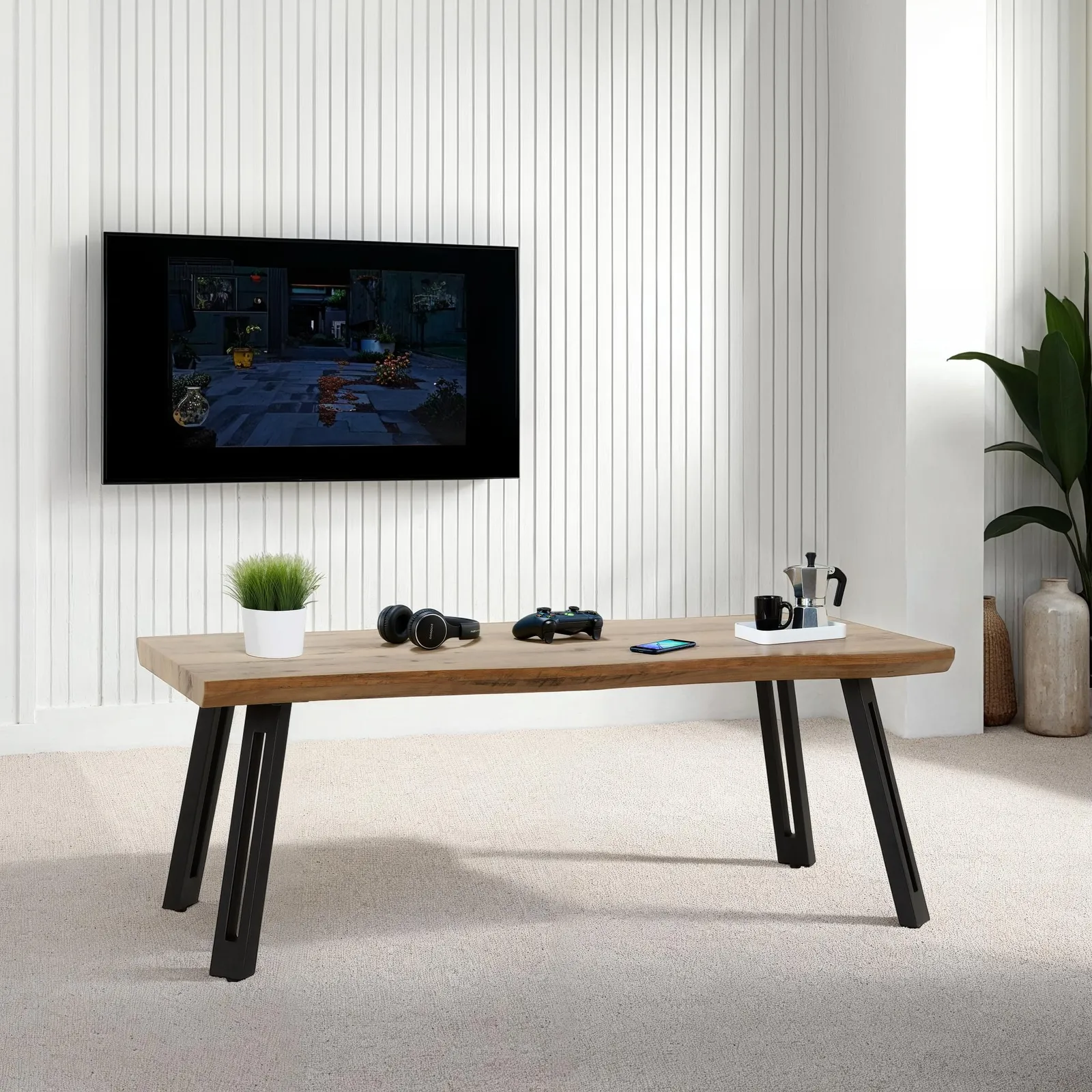 Seconique Quebec Wave Edge Coffee Table in Dark Brown