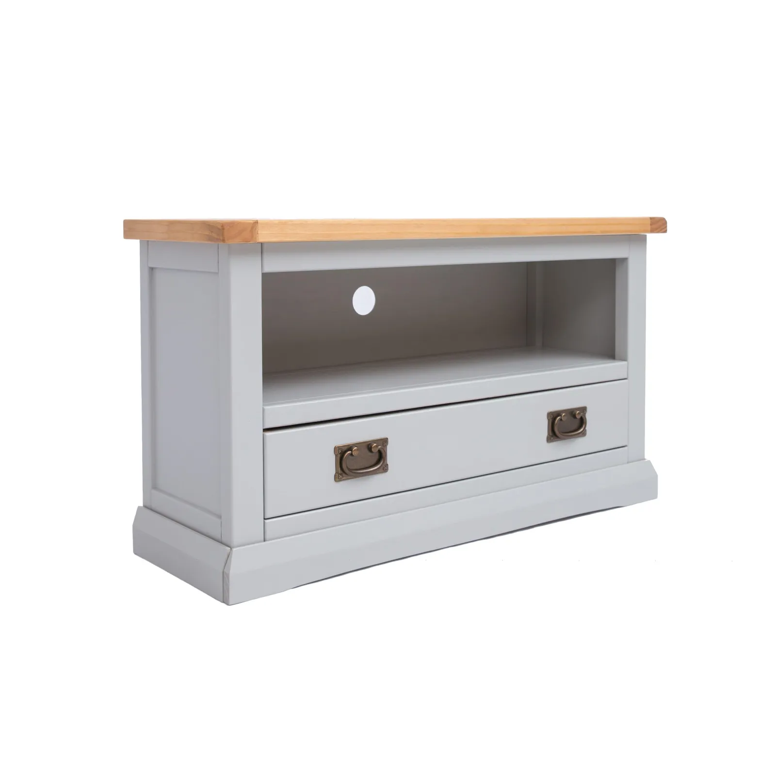 Cabinet Bits Loreo Light Grey 1 Drawer TV Cabinet Brass Drop Handle 2