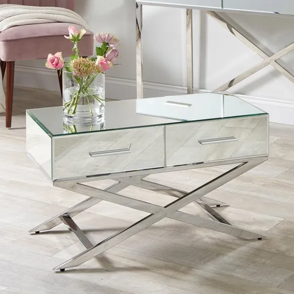 Pacific Rocco Mirrored Coffee Table, Silver