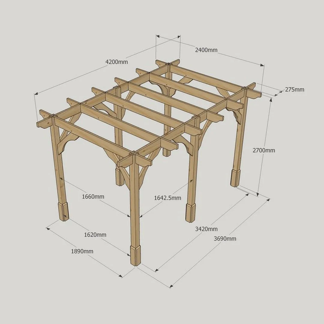 Rutland County Garden Furniture Ltd Premium Pergola 6 Posts - Wood - L240 x W420 x H270 cm - Light Green in Brown 4
