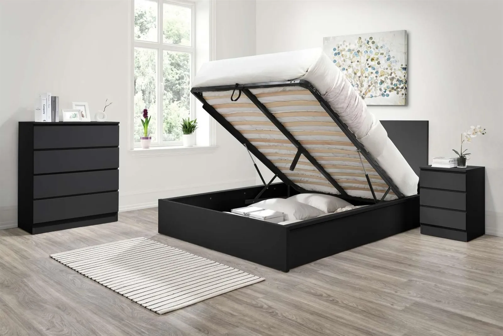 Birlea Ottoman Bed Frame Storage Oslo Gas Lift Black Grey White 4
