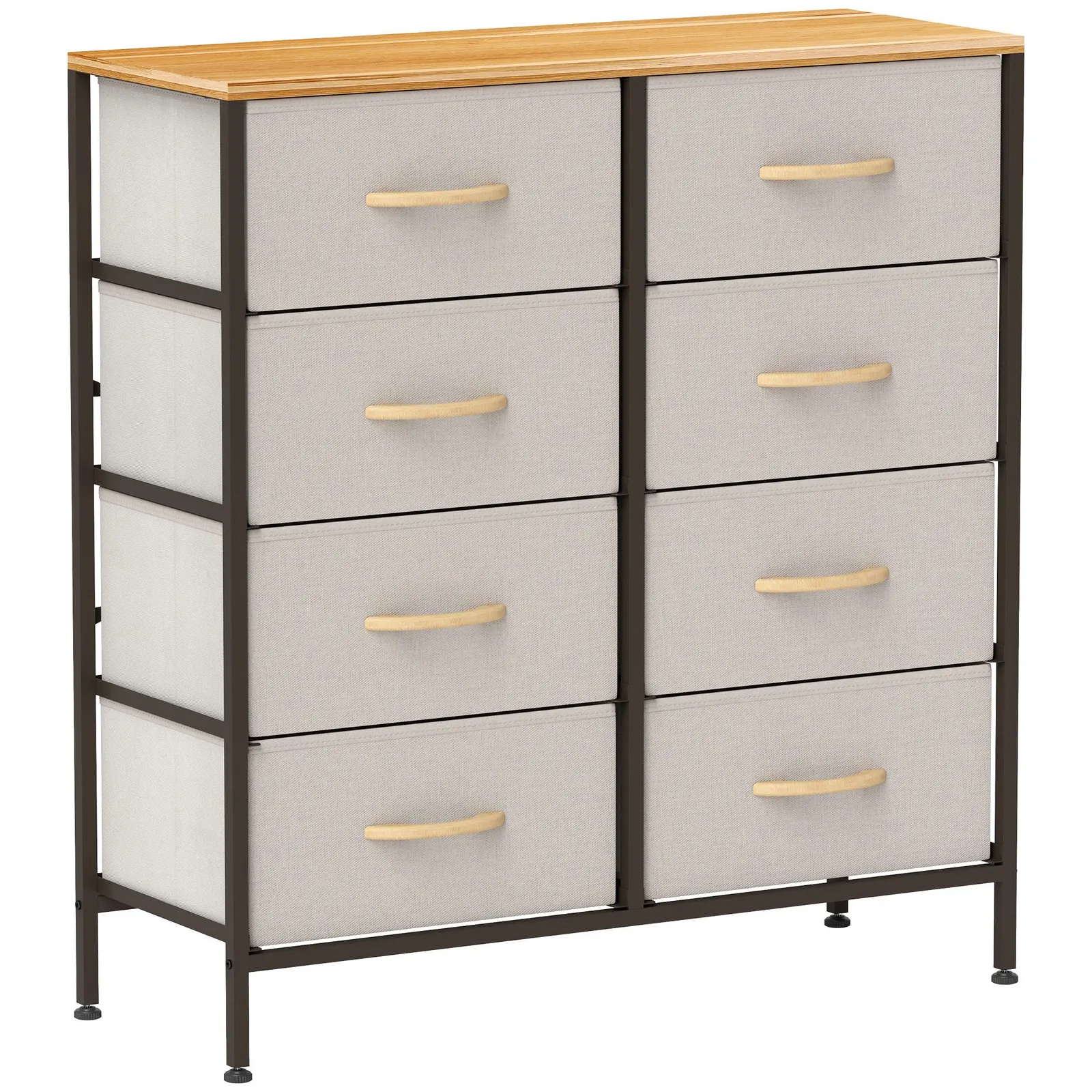 HOMCOM 8 Drawer Fabric Chest of Drawers w/ Wooden Top for Hallway Cream in Off-White 2