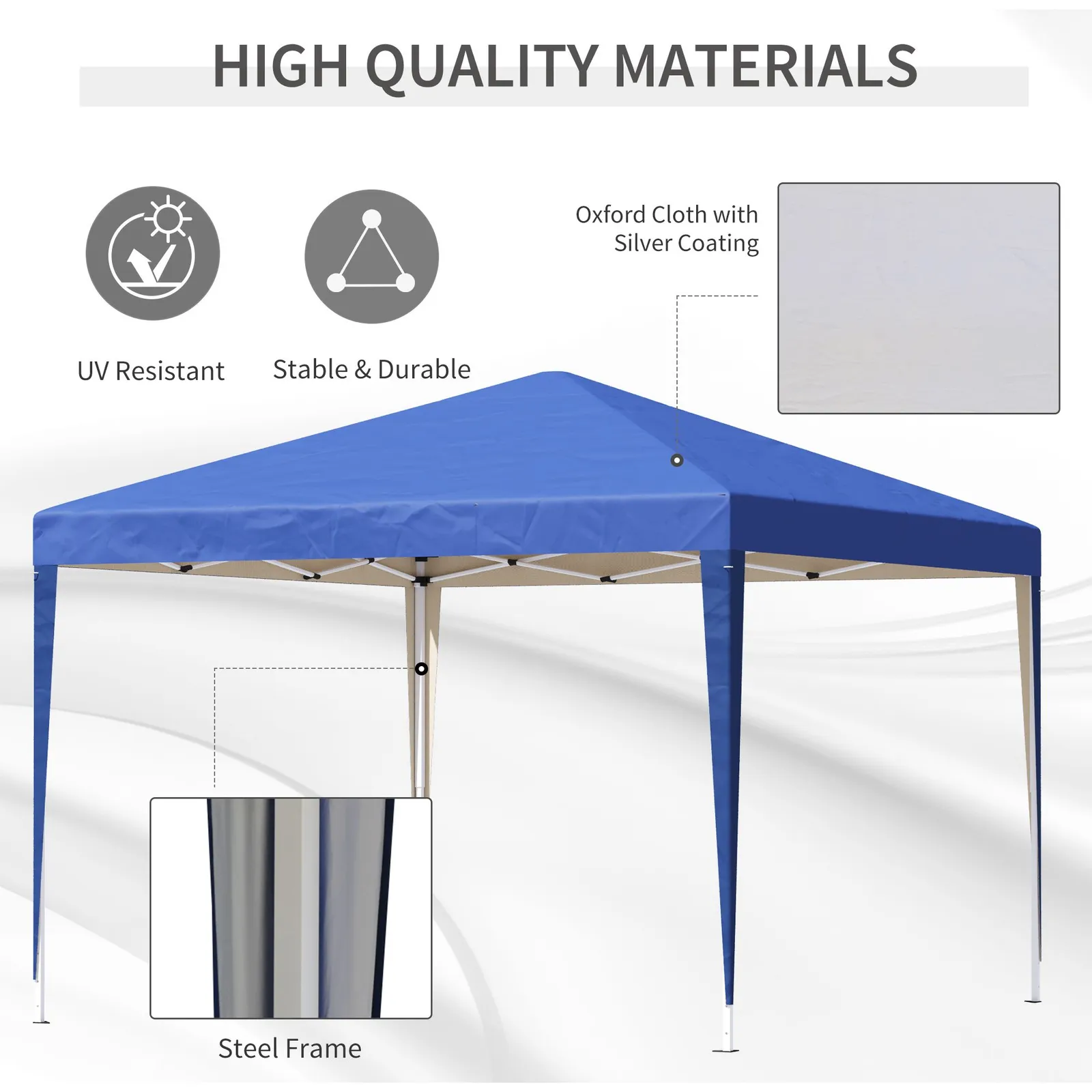 OUTSUNNY 3 x 3M Garden Pop Up Gazebo Height Adjustable Marquee Party Tent Wedding Canopy with Carrying Bag in Blue 4