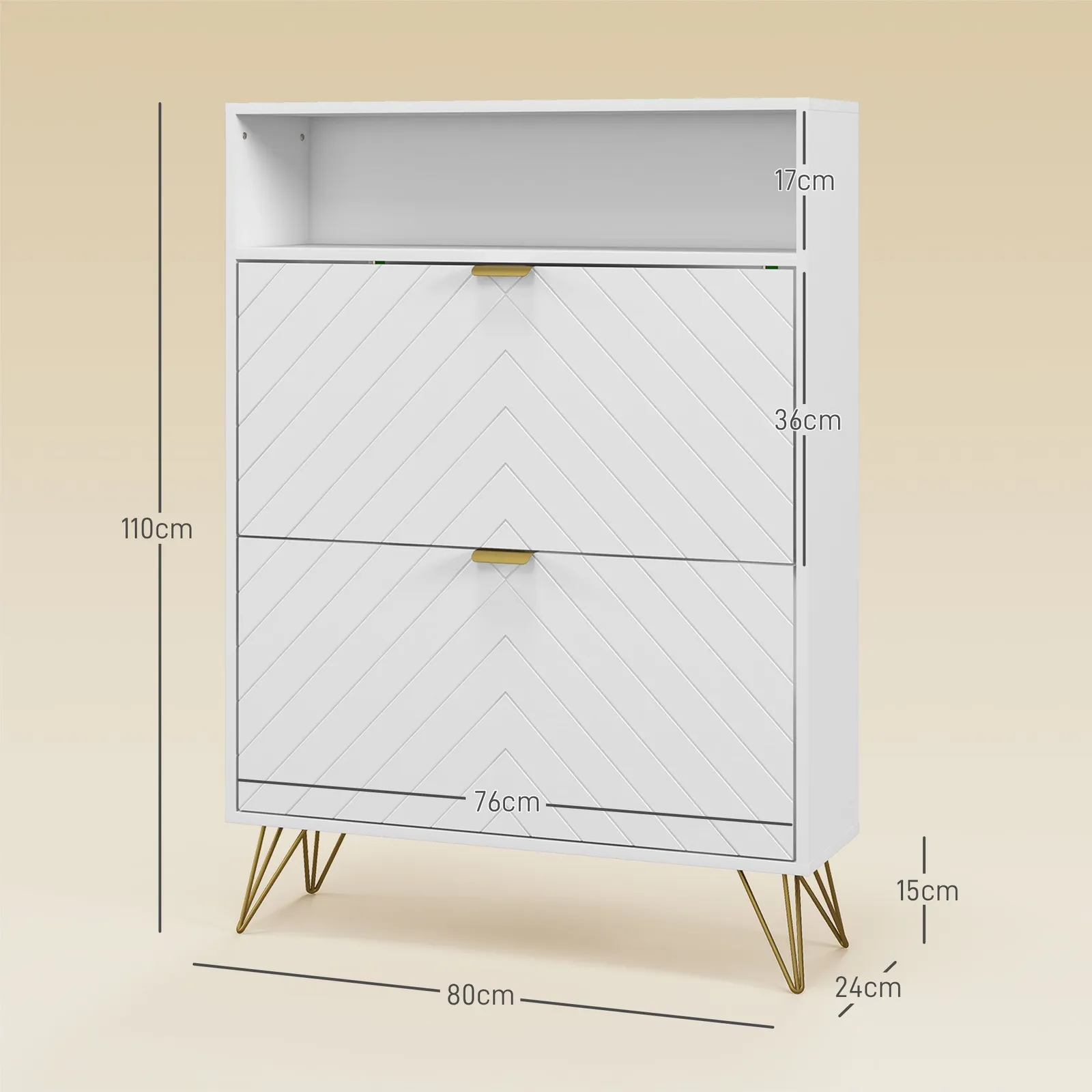 HOMCOM Slim Shoe Cabinet with 2 Flip Drawers Adjustable Shelves & Shelf in White 3