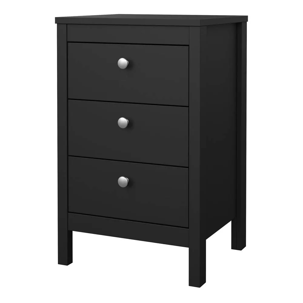 Furniture To Go Madrid Bedside Table 3 Drawers in Matt Black 3