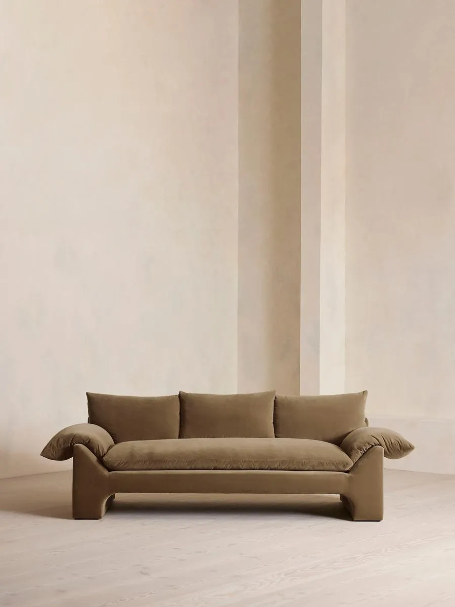 Wyatt Three Seater Sofa, Velvet, Truffle
