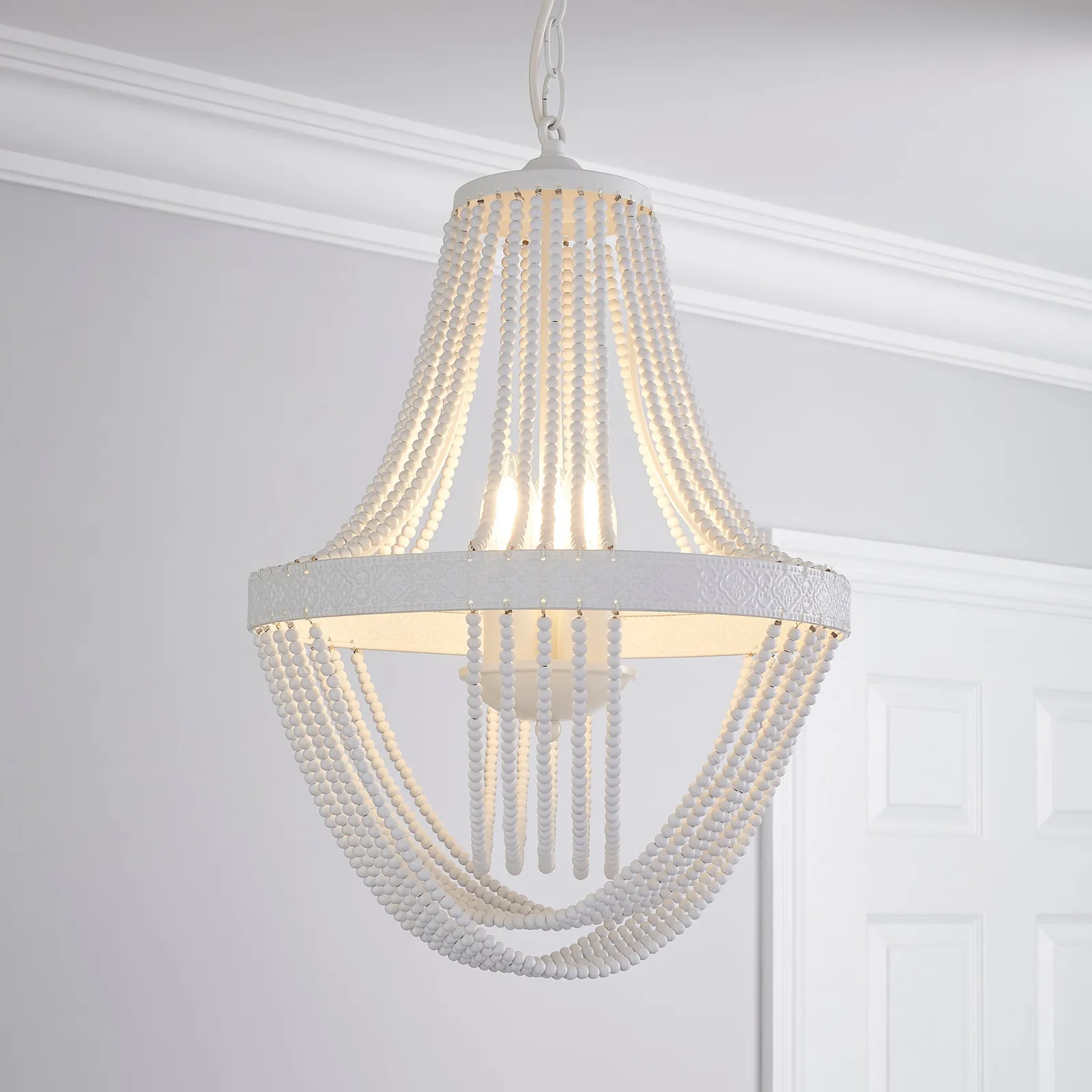 Ethel Beaded Chandelier White