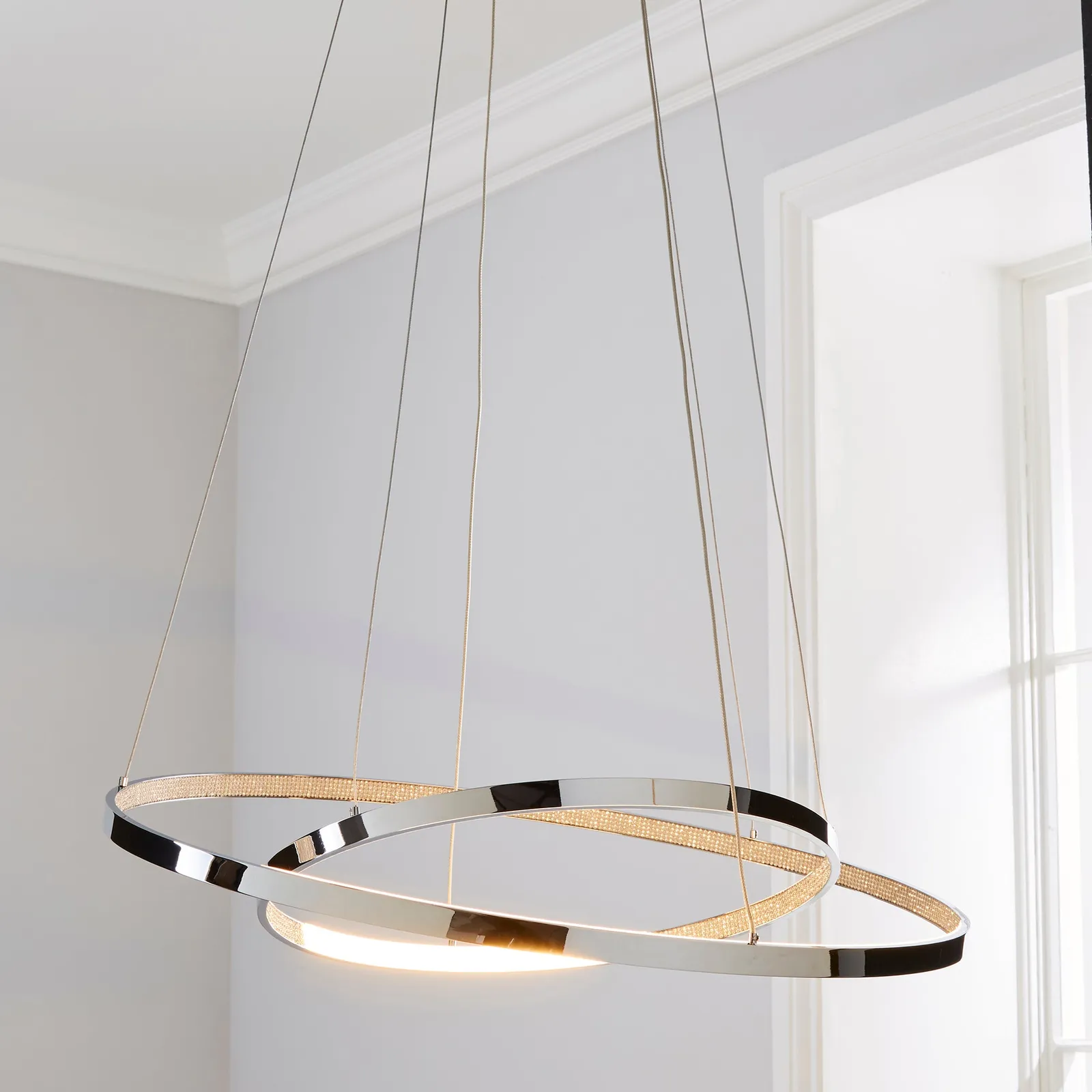 Marcella 2 Light Integrated LED Hoops Chrome Ceiling Fitting Chrome