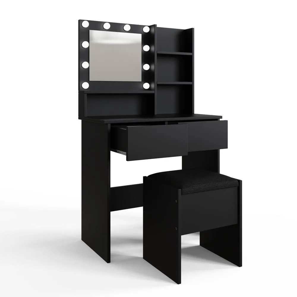 GFW Eva LED Dressing Table Set in Black 5