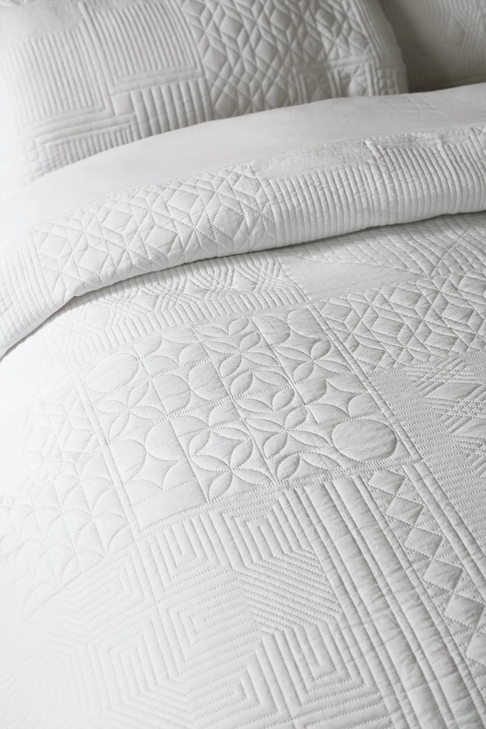 Catherine Lansfield 'Folkstone Geo' Duvet Cover Set in White 3