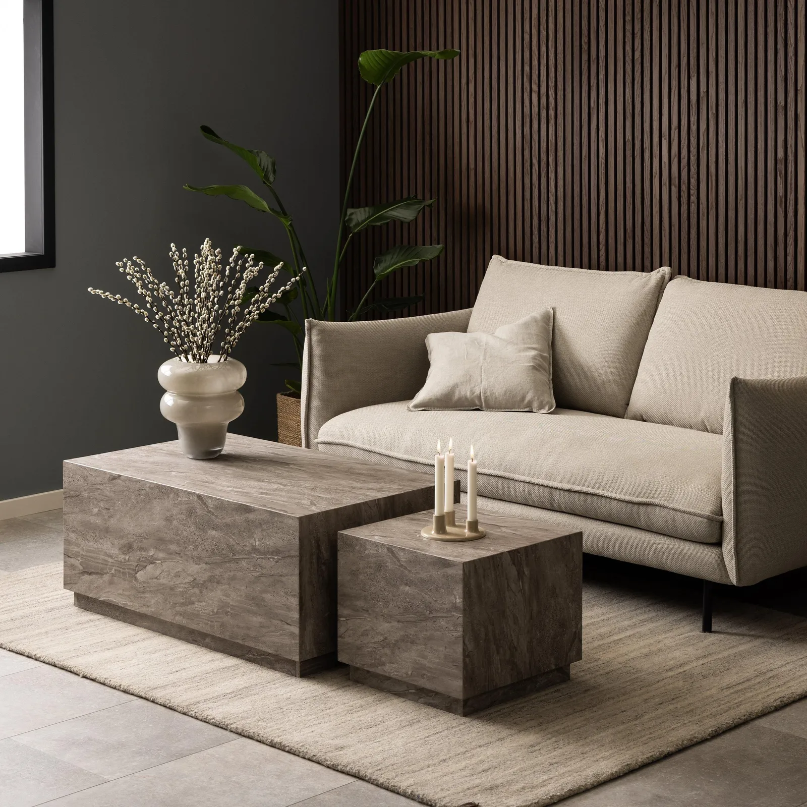 Furniture To Go Dice Coffee Table Set in Grey Marble 3