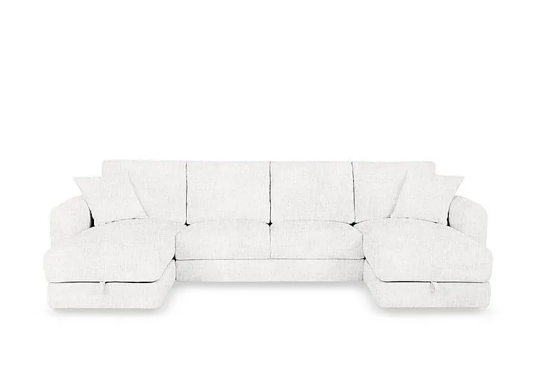 Nest Large Fabric U-Shaped Corner Sofa with Double Storage Chaises - Frost