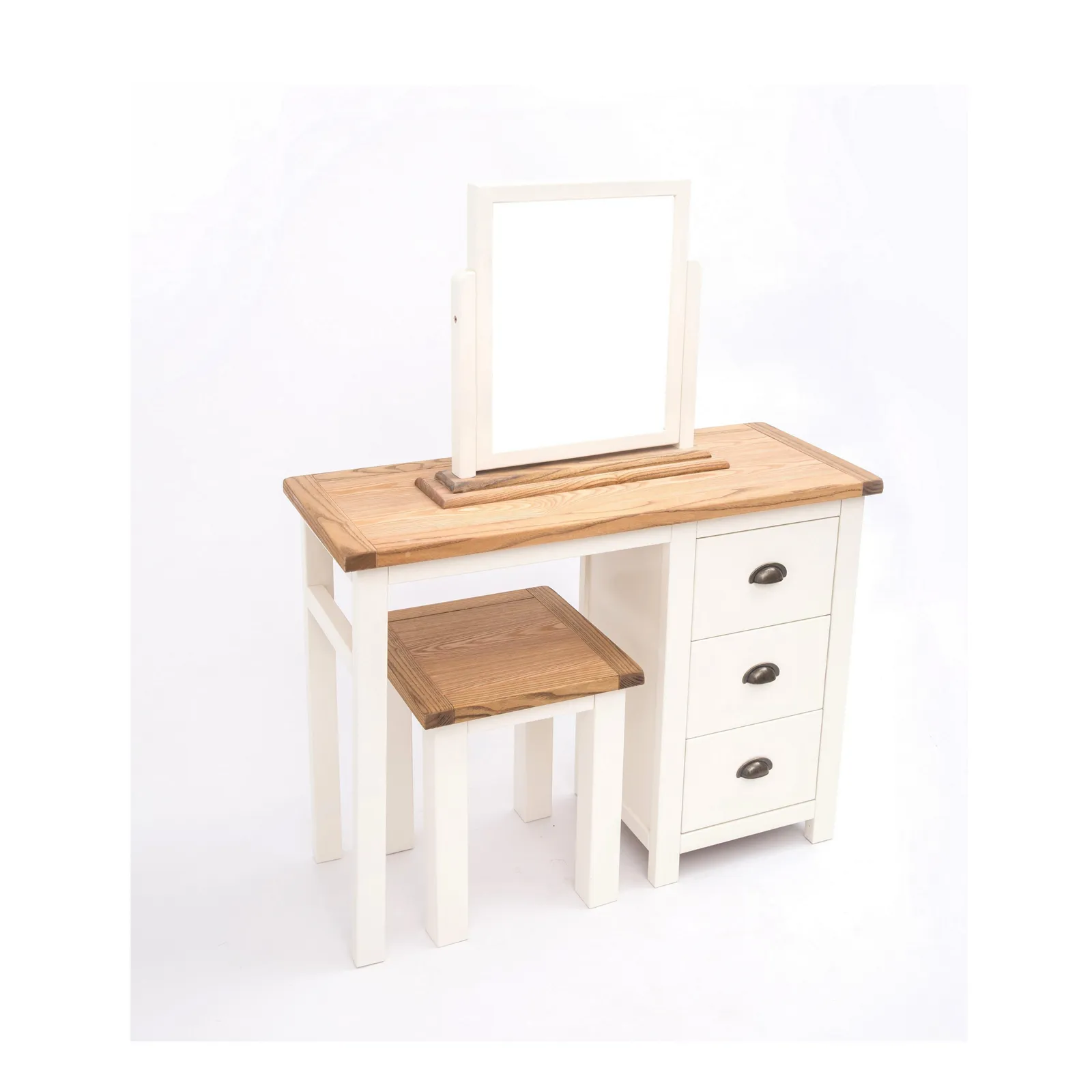 Cabinet Bits Lovere 3 Drawer Dressing Table Set Brass Cup Handle in Off-White 3