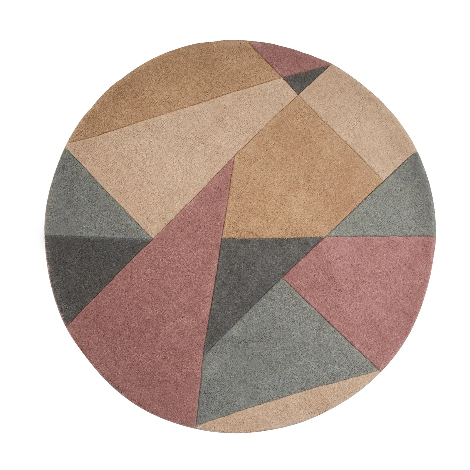 Harper Wool Circle Rug Pink, Grey and Brown