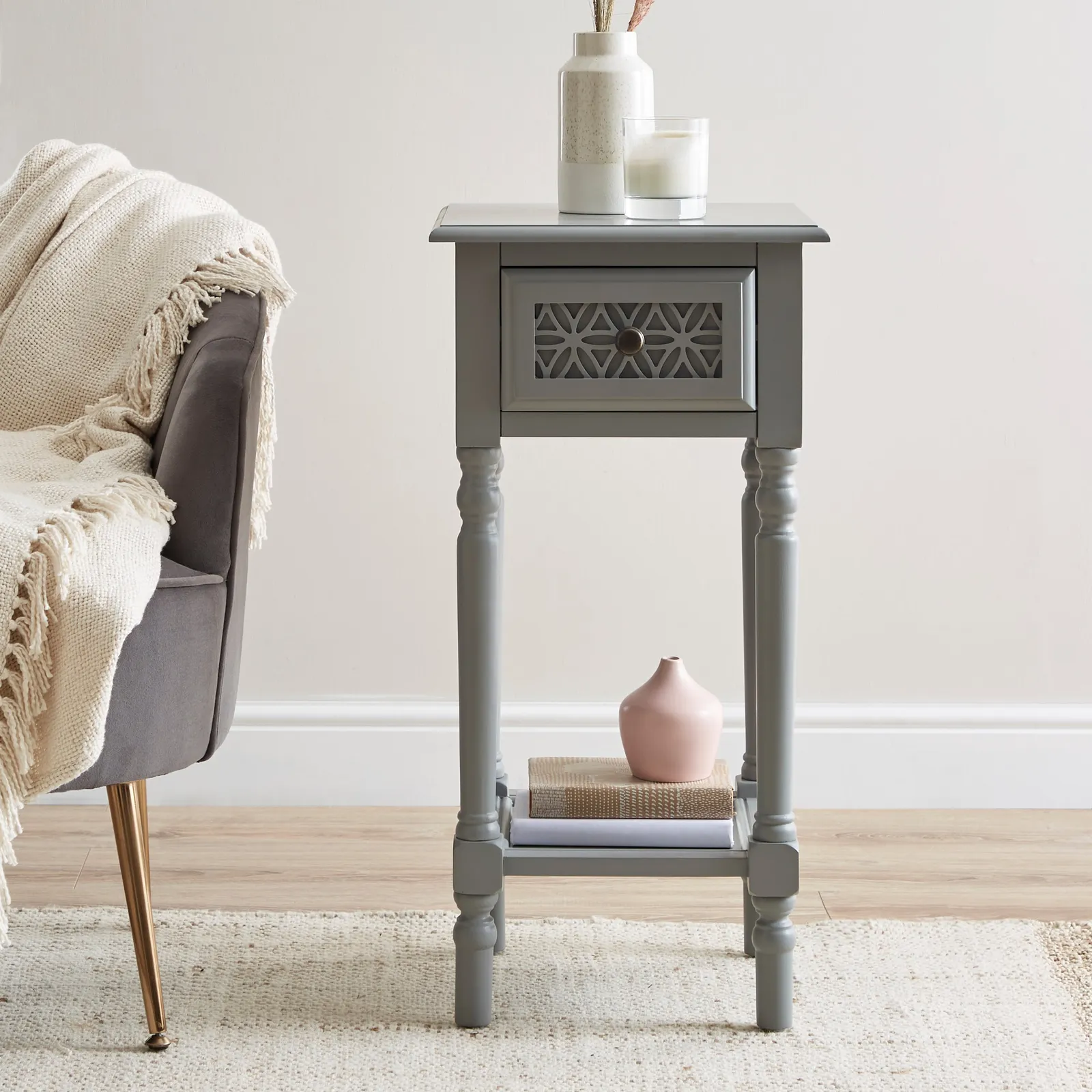 Carys Tall Side Table Grey
