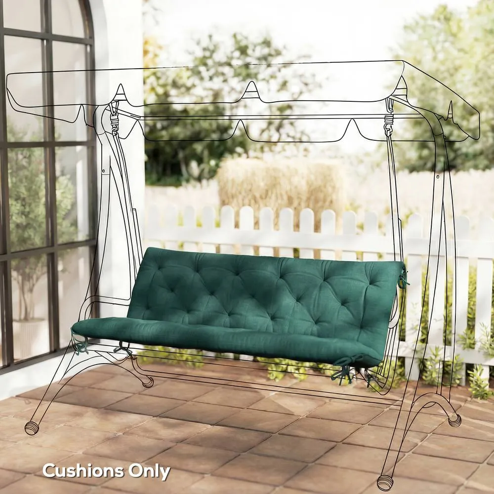OUTSUNNY 2 Seater Garden Bench Cushion Outdoor Seat Pad with Ties in Green 2