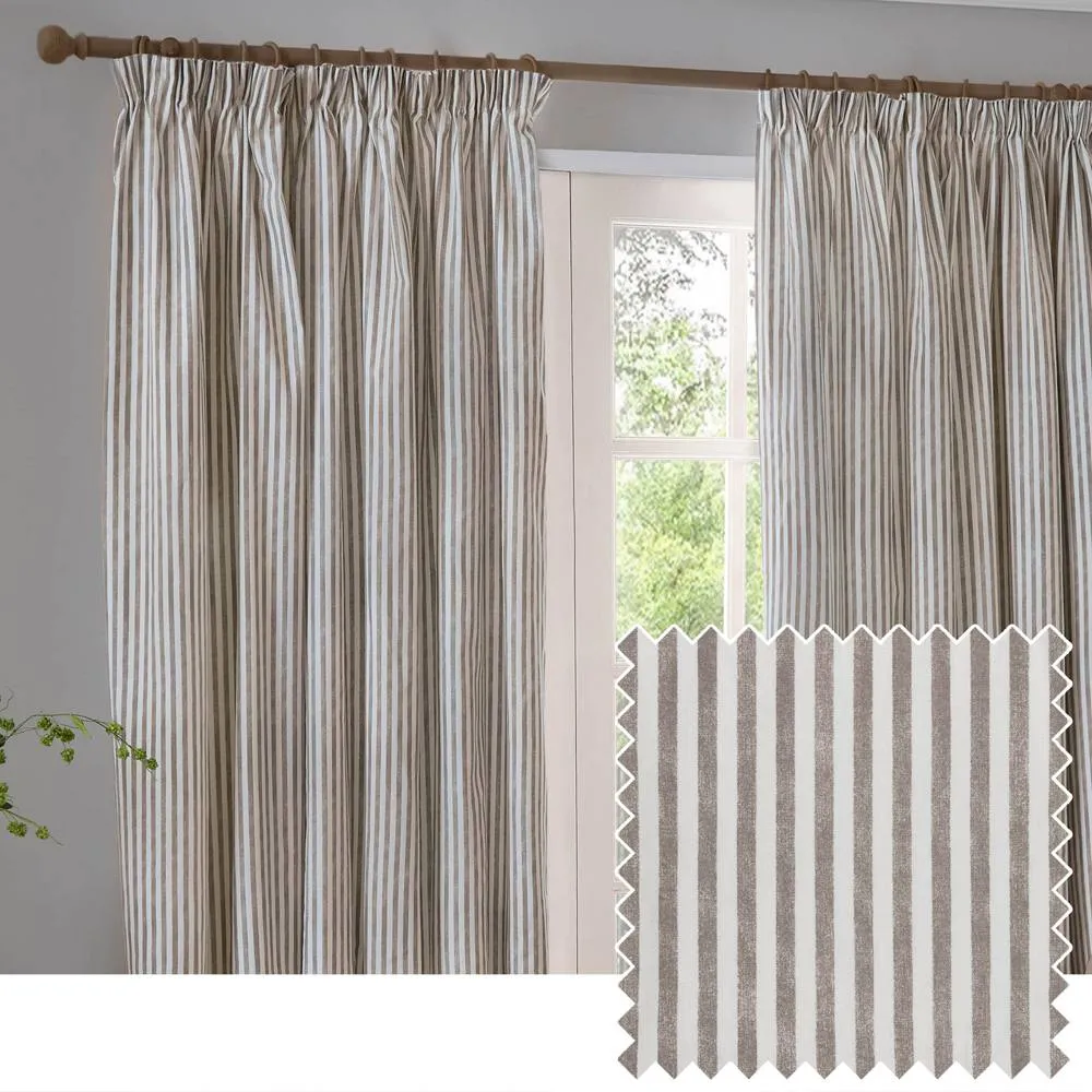 Yard Hebden 100% Cotton Blackout Pencil Pleat Curtain Pair in Light Brown