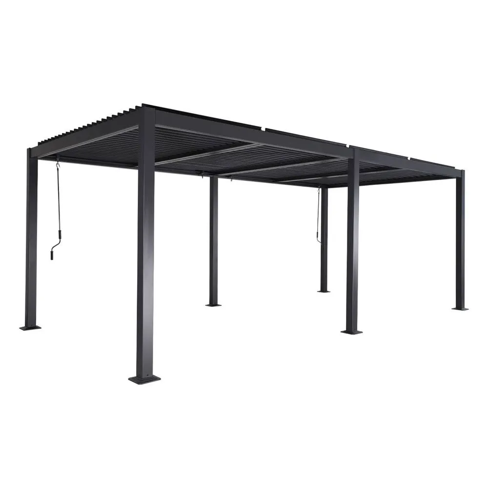 sweeek Louvered pergola aluminium & steel 6 x 3m in Dark Grey 4