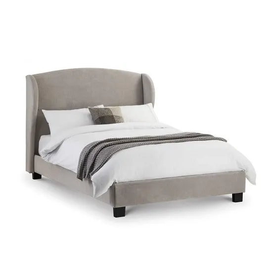 Salerno Fabric King Size Bed In Light Grey Velvet
