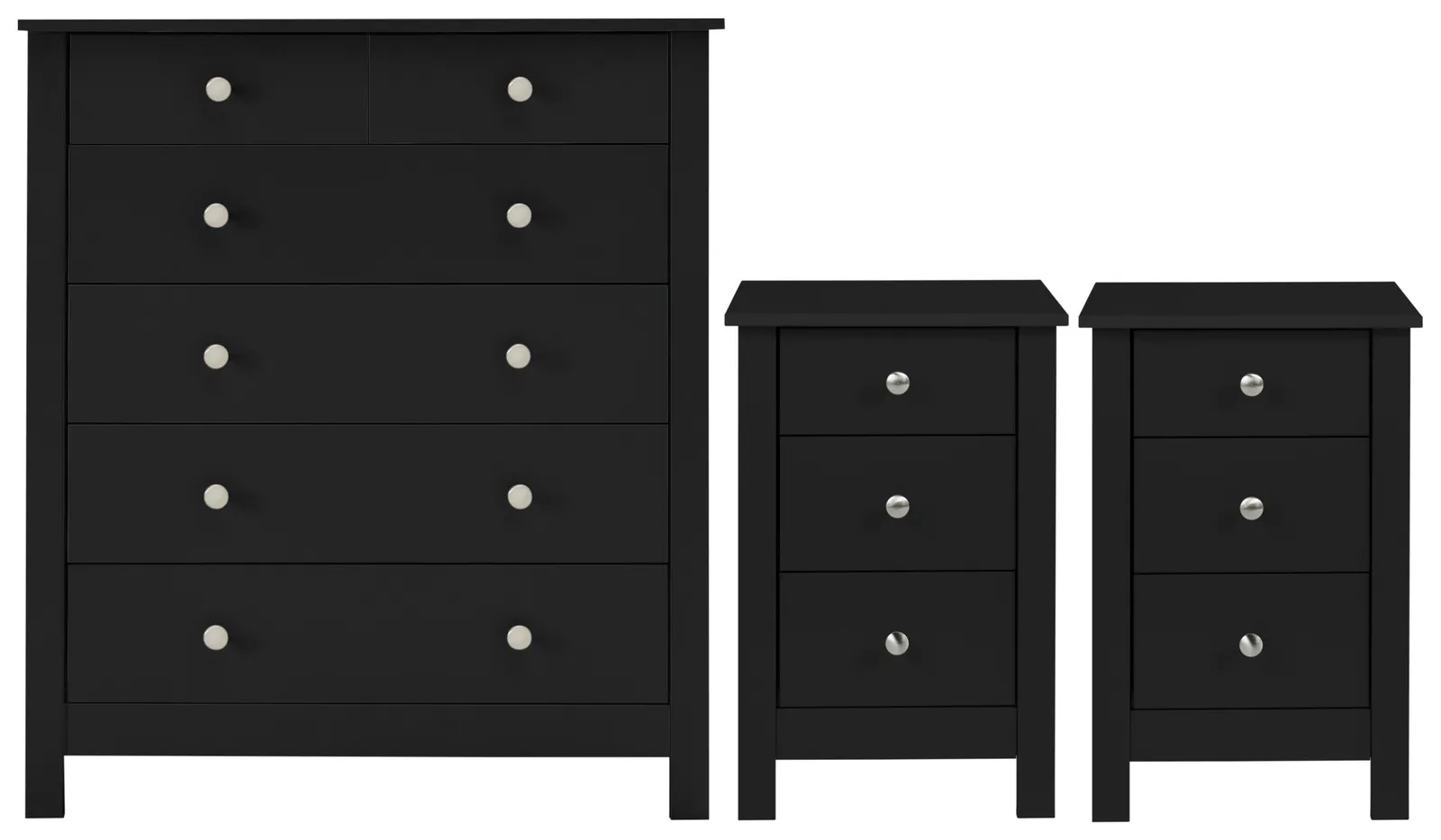 Habitat Osaka 2 Bedsides & 4+2 Drawer Chest Set - Black
