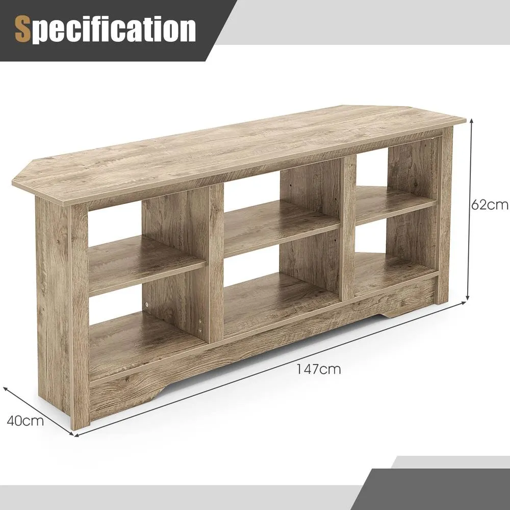 Costway Media Entertainment Center TV Stand for TVs up to 65 Inches-Grey in Grey 2