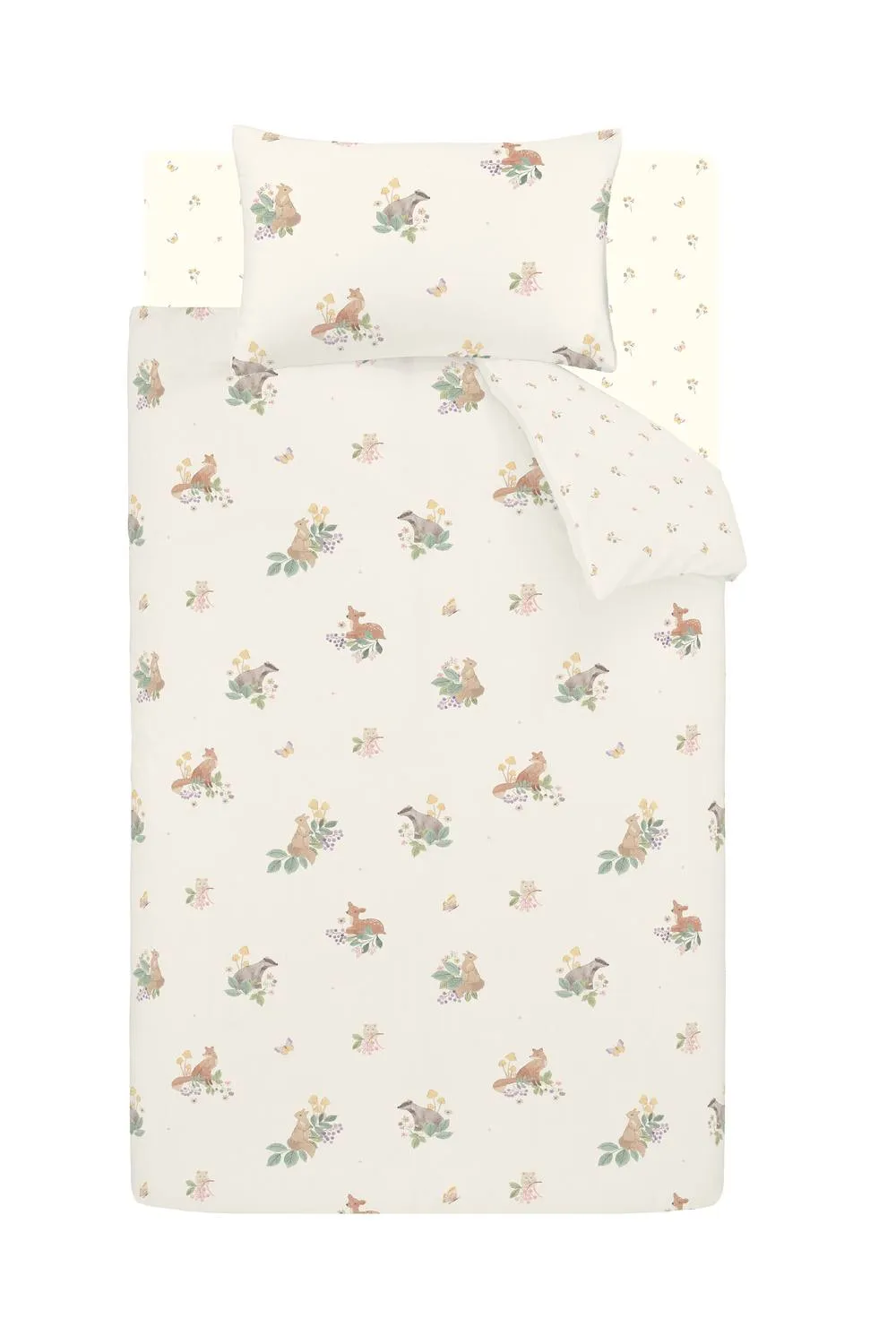 Catherine Lansfield Brushed Forest Friends Reversible Duvet Cover Set in Cream 6