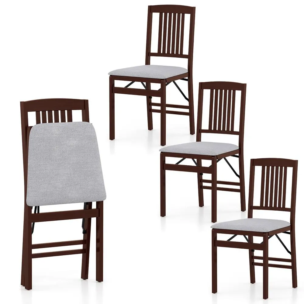 Costway Folding Dining Chairs Set of 2 Foldable Upholstered Kitchen Chairs 3