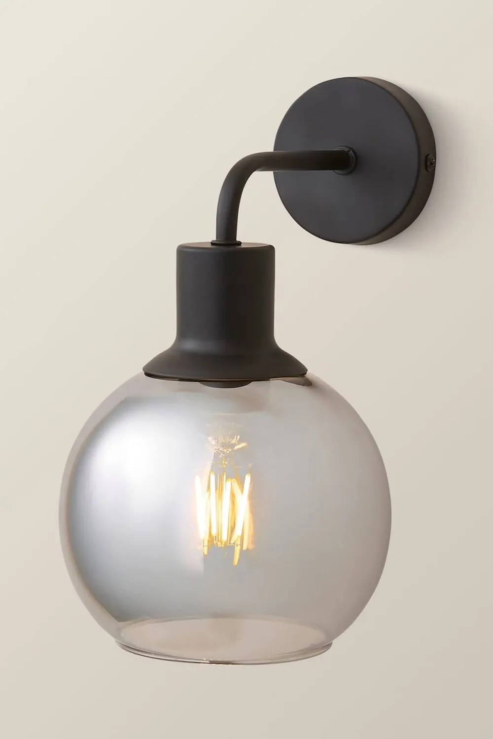 ValueLights Bellamy Wired Glass Globe Wall Light in Black 3