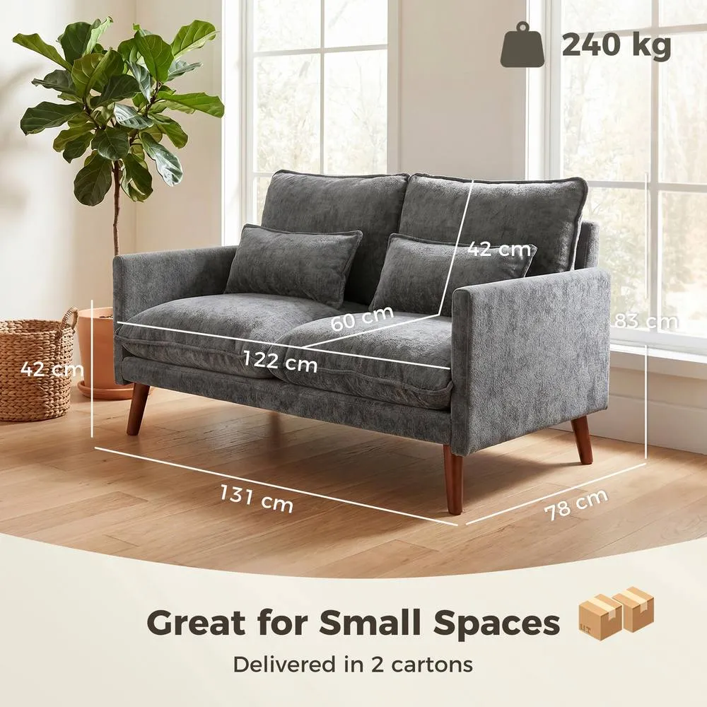 HOMCOM 2 Seater Sofa, Modern Loveseat with Spring Cushions, Wide Seat, Grey 3