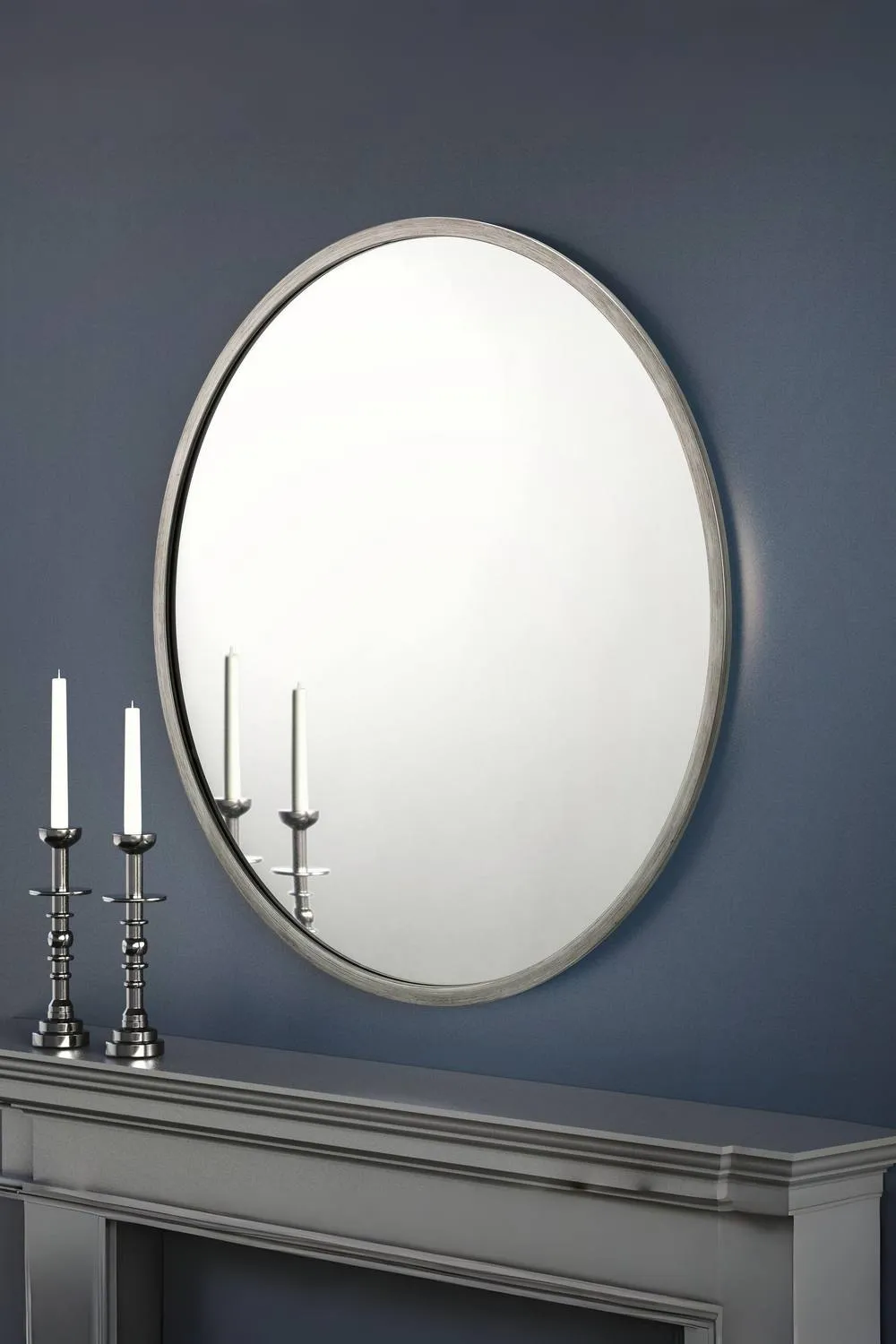 Julian Bowen Octave Round Wall Mirror in Silver