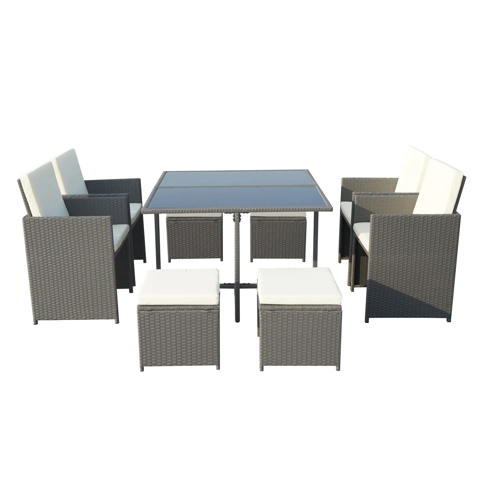 Cannes 8 Seater Grey Cube Set Grey
