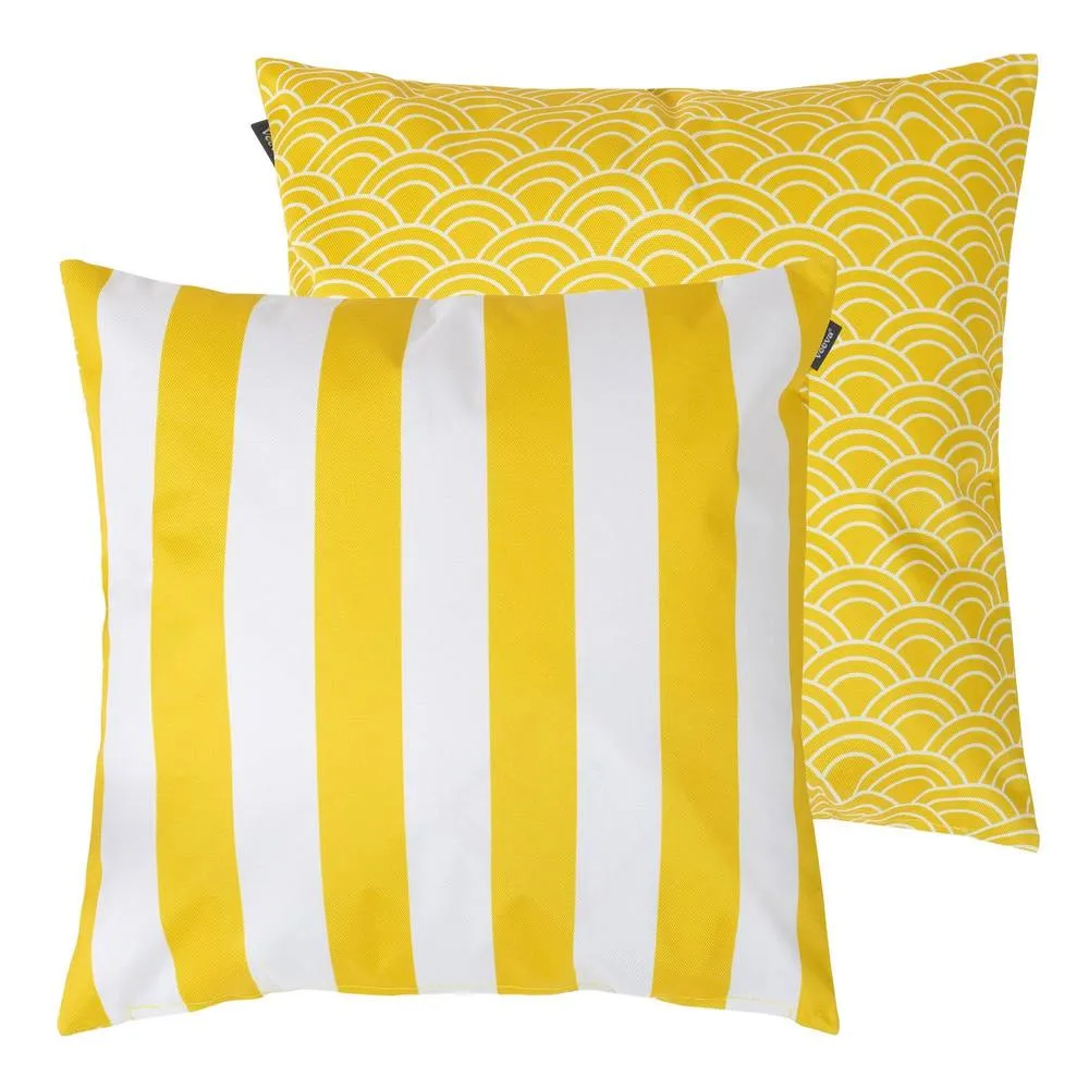icon Deck Stripe Set of 2 Navy Blue Outdoor Cushion in Yellow