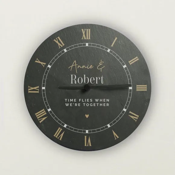Personalised Couples Slate Wall Clock 4
