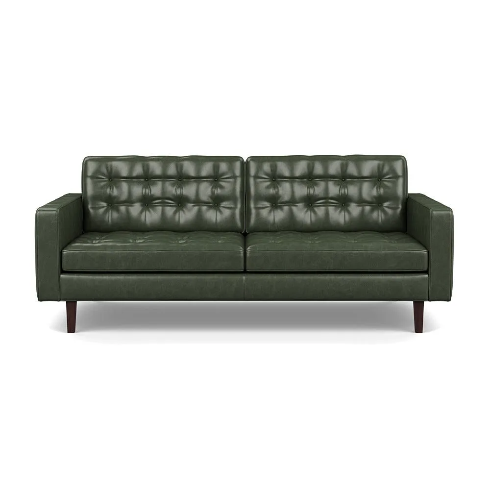 Heal's Hepburn 3 Seater Stonewash Leather Vintage Green 278 Natural Feet 1