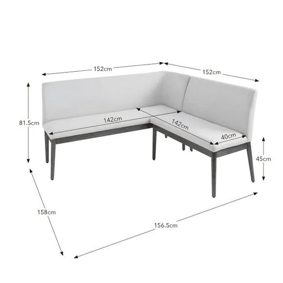Cassie Compact Corner Dining Bench, Natural Fabric 6